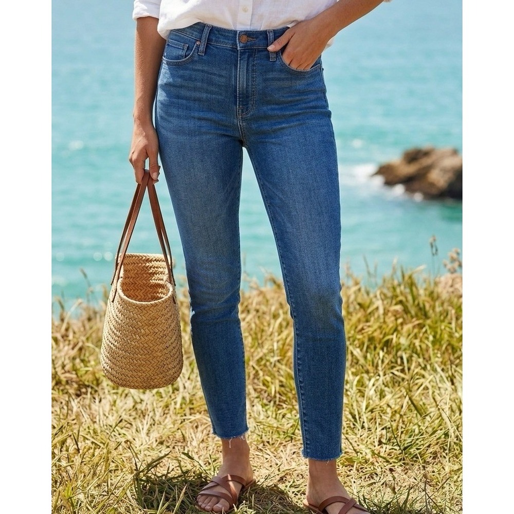 Madewell Roadtripper Jeans Women 30 Blue High Rise Raw Hem Denim Classic Capsule